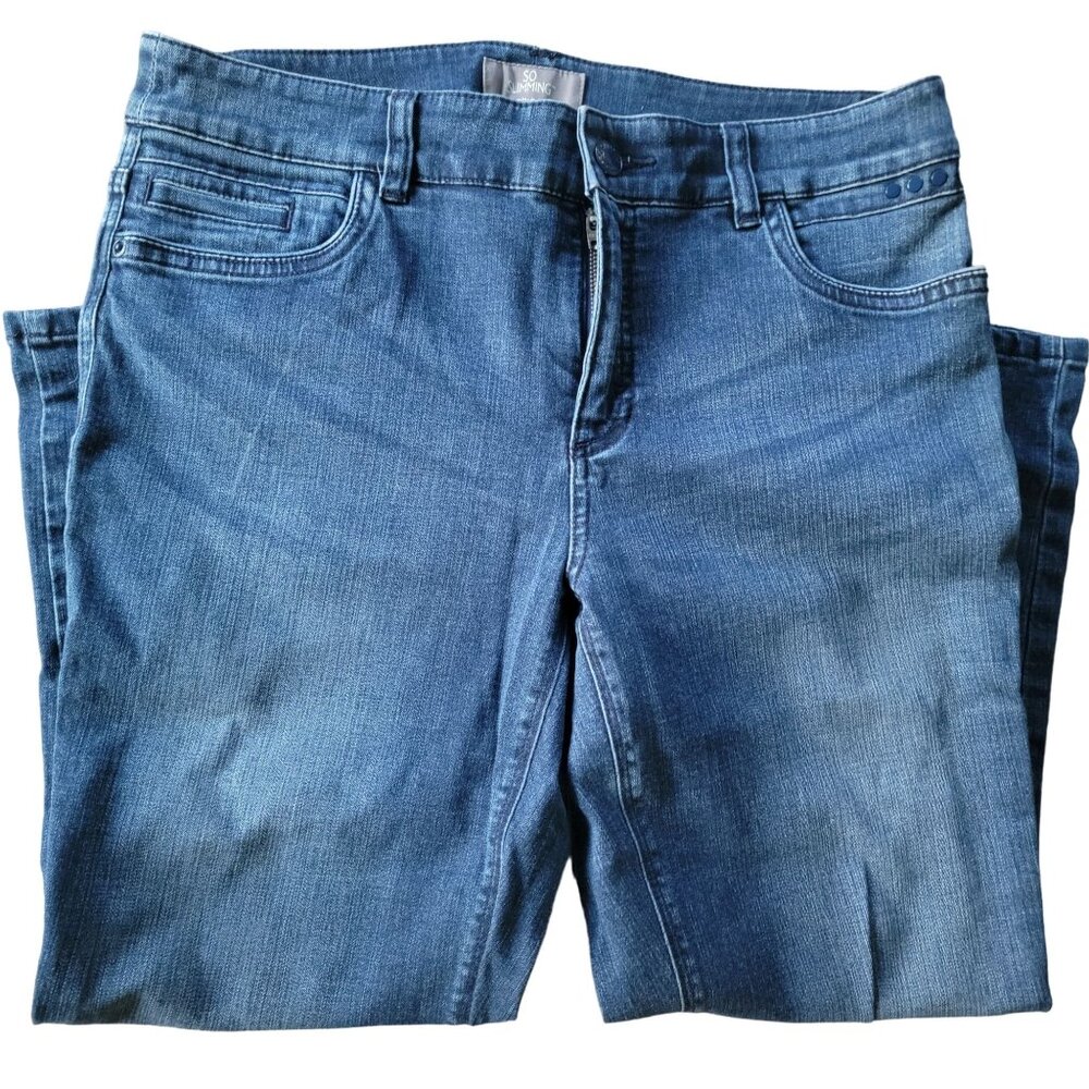 Chicos So Slimming Womens Size 1 Blue Denim Jeans Crop